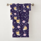 Niedlich Kitty Cat Astronauten Muster Badhandtuch Set (Insitu)