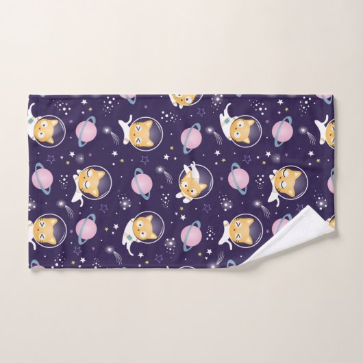 Niedlich Kitty Cat Astronauten Muster Badhandtuch Set (Handtuch)