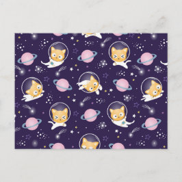 Niedlich Kitty Cat Astronauten Muster Feiertagspostkarte