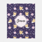 Niedlich Kitty Cat Astronauten Muster Fleecedecke (Vorderseite)