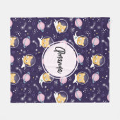 Niedlich Kitty Cat Astronauten Muster Fleecedecke (Vorderseite (Horizontal))