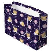 Niedlich Kitty Cat Astronauten Muster Große Geschenktüte (Rückseite Schrägansicht)
