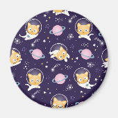 Niedlich Kitty Cat Astronauten Muster Magnet (Vorne)