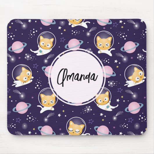Niedlich Kitty Cat Astronauten Muster Mousepad (Vorne)