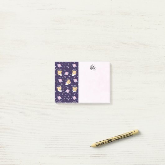 Niedlich Kitty Cat Astronauten Muster Post-it Klebezettel (Auf Schreibtisch)