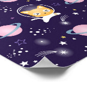 Niedlich Kitty Cat Astronauten Muster Poster (Ecke)