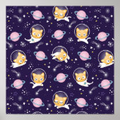 Niedlich Kitty Cat Astronauten Muster Poster (Vorne)
