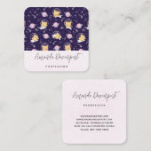 Niedlich Kitty Cat Astronauten Muster Quadratische Visitenkarte (Vorne/Hinten)