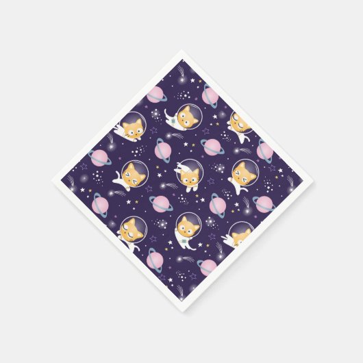 Niedlich Kitty Cat Astronauten Muster Serviette (Ecke)