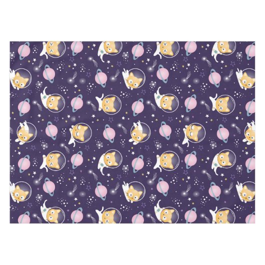 Niedlich Kitty Cat Astronauten Muster Tischdecke (Vorderseite (Horizontal))