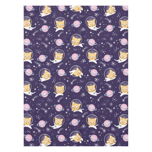 Niedlich Kitty Cat Astronauten Muster Tischdecke (Vorderseite)