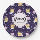 Niedlich Kitty Cat Astronauts Pattern Kinderdusche Pappteller (Vorderseite)