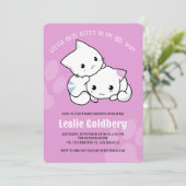 Niedlich Kitty Cat Baby Dusche Einladung (Stehend Vorderseite)