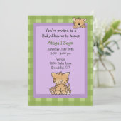 Niedlich Kitty Cat Baby Dusche Einladung (Stehend Vorderseite)
