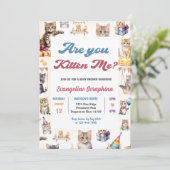 Niedlich Kitty Cat Baby Dusche Party Einladung (Stehend Vorderseite)