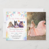 Niedlich Kitty Cat Baby Dusche Party Foto Einladung (Vorderseite)