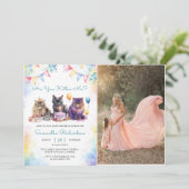 Niedlich Kitty Cat Baby Dusche Party Foto Einladung (Stehend Vorderseite)