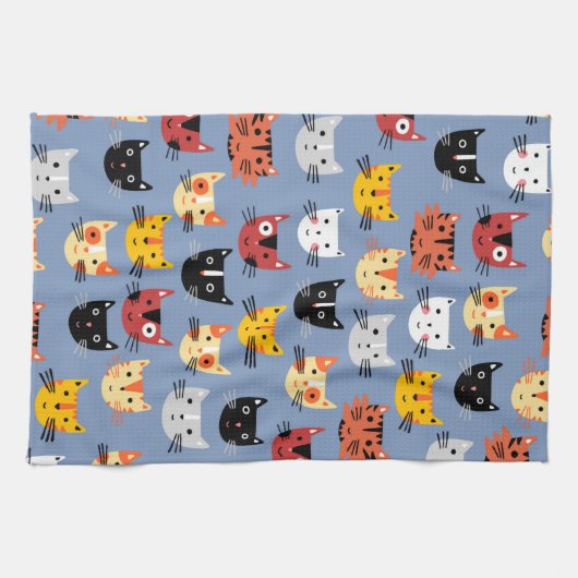 Niedlich Kitty Cat Blue Geschirrtuch (Horizontal)