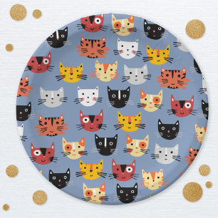 Niedlich Kitty Cat Blue Pappteller