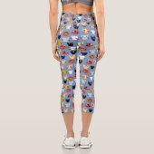 Niedlich Kitty Cat Blue Pattern Capri Leggings (Rückseite)
