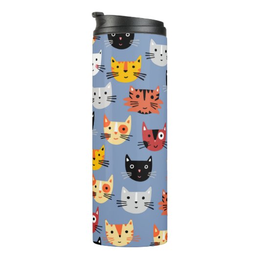 Niedlich Kitty Cat Blue Thermosbecher (Nach rechts gedreht)