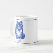 Niedlich Kitty Cat Blue White Farmhouse Rustikal Kaffeetasse (Vorderseite Links)