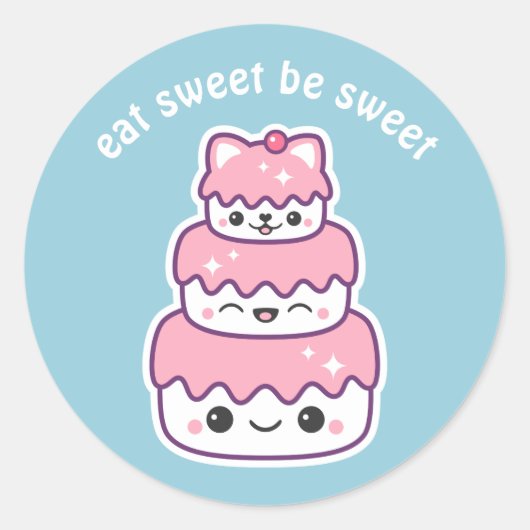 Niedlich Kitty Cat Cake Runder Aufkleber (Vorderseite)