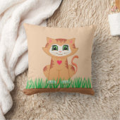 Niedlich Kitty Cat Cartoon & Pflanze Kissen (Decke)