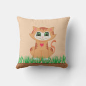 Niedlich Kitty Cat Cartoon & Pflanze Kissen (Rückseite)