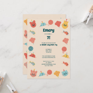 Niedlich Kitty Cat Children's Birthday Party Einladung