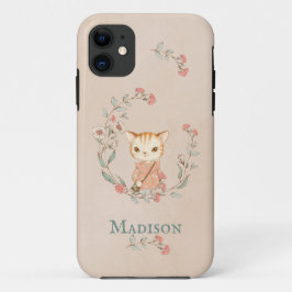Niedlich Kitty Cat Floral Vintag Einfache Monogram Case-Mate iPhone Hülle