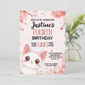 Niedlich Kitty Cat Geburtstagsparty Einladung (Stehend Vorderseite)