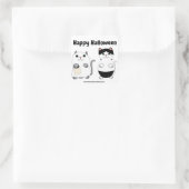 Niedlich Kitty Cat Ghost Monster Halloween persona Quadratischer Aufkleber (Tasche)