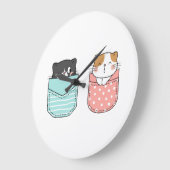 Niedlich Kitty Cat Große Wanduhr (Winkel)