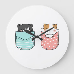 Niedlich Kitty Cat Große Wanduhr
