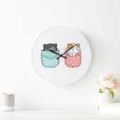 Niedlich Kitty Cat Große Wanduhr (Zuhause)