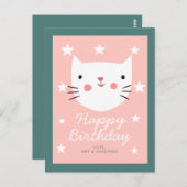 Niedlich Kitty Cat Happy Birthday Postkarte (Vorne/Hinten)