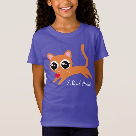 Niedlich Kitty Cat I Steal Hearts T-Shirt (Vorderseite)