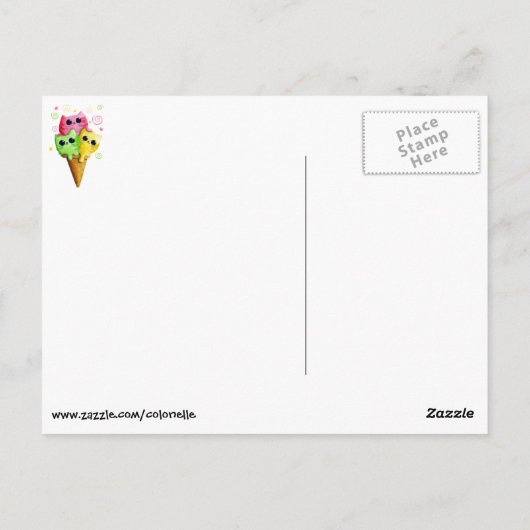 Niedlich Kitty Cat Ice Creme Postkarte (Rückseite)