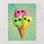 Niedlich Kitty Cat Ice Creme Postkarte (Vorderseite)