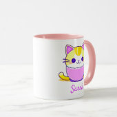 Niedlich Kitty Cat Kawaii Personalisierter Name Tasse (VorderseiteRechts)