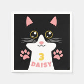 Niedlich Kitty Cat Kid's Geburtstagsparty Serviette (Vorderseite)
