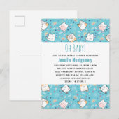 Niedlich Kitty Cat Muster Whimsical Baby Dusche Einladungspostkarte (Vorne/Hinten)