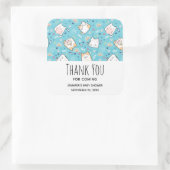 Niedlich Kitty Cat Muster Whimsical Baby Dusche Quadratischer Aufkleber (Tasche)