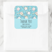 Niedlich Kitty Cat Muster Whimsical Baby Dusche Quadratischer Aufkleber (Tasche)