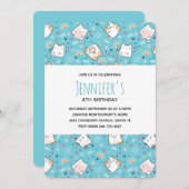 Niedlich Kitty Cat Pattern Whimsical Geburtstag Einladung (Vorne/Hinten)