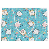 Niedlich Kitty Cat Pattern Whimsical Große Geschenktüte (Rückseite)