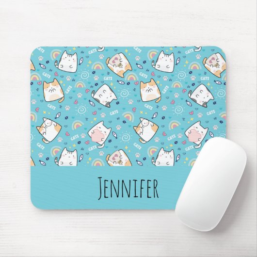 Niedlich Kitty Cat Pattern Whimsical Mousepad (Mit Mouse)