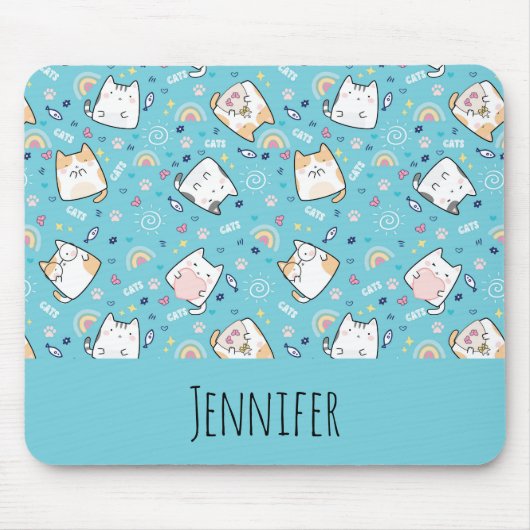 Niedlich Kitty Cat Pattern Whimsical Mousepad (Vorne)