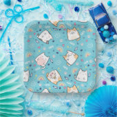 Niedlich Kitty Cat Pattern Whimsical Pappteller (Party)